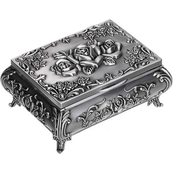 Vintage Metal Jewelry Box Small Trinket Jewelry Storage box for Rings Earrings - Picture 8 of 8